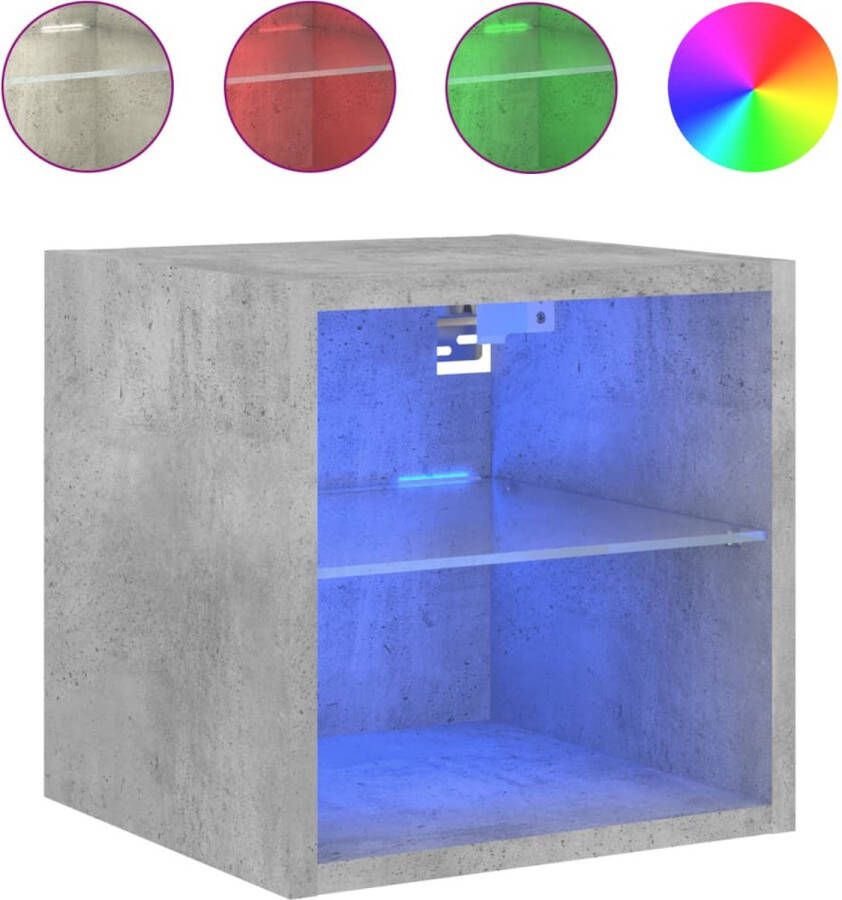 VidaXL -Tv-wandmeubel-met-LED-verlichting-30x28 5x30-cm-betongrijs - Foto 4