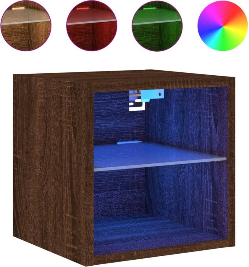 VidaXL -Tv-wandmeubel-met-LED-verlichting-30x28 5x30-cm-bruineikenkleur - Foto 5