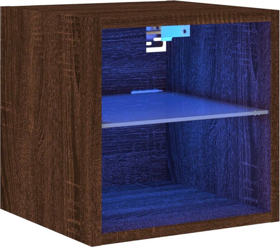VidaXL -Tv-wandmeubel-met-LED-verlichting-30x28 5x30-cm-bruineikenkleur - Foto 4