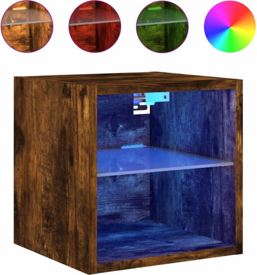 VidaXL -Tv-wandmeubel-met-LED-verlichting-30x28 5x30-cm-gerookt-eiken - Foto 3