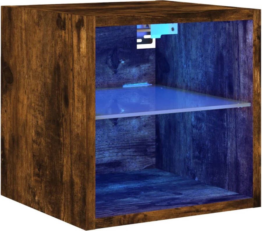 VidaXL -Tv-wandmeubel-met-LED-verlichting-30x28 5x30-cm-gerookt-eiken - Foto 2