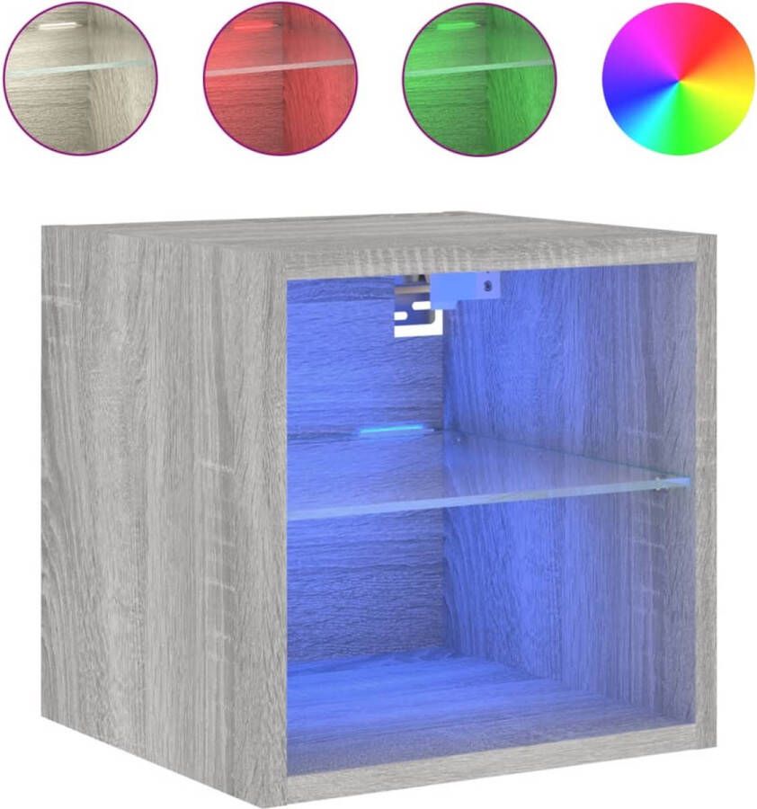 VidaXL -Tv-wandmeubel-met-LED-verlichting-30x28 5x30-cm-grijs-sonoma - Foto 4