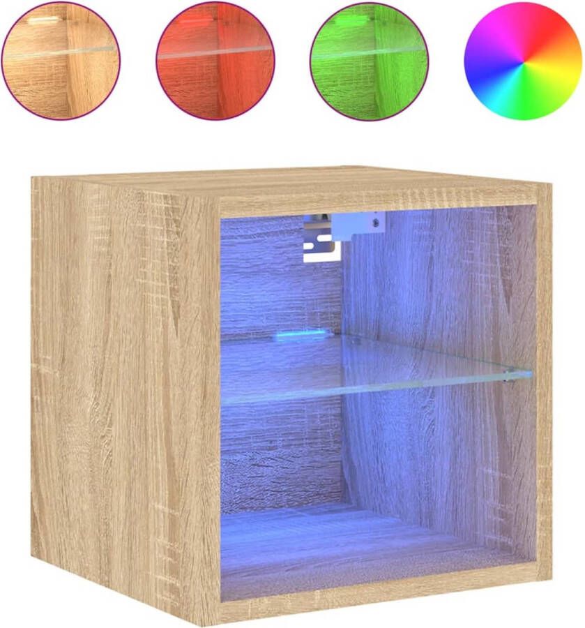 VidaXL -Tv-wandmeubel-met-LED-verlichting-30x28 5x30-cm-sonoma-eiken - Foto 5
