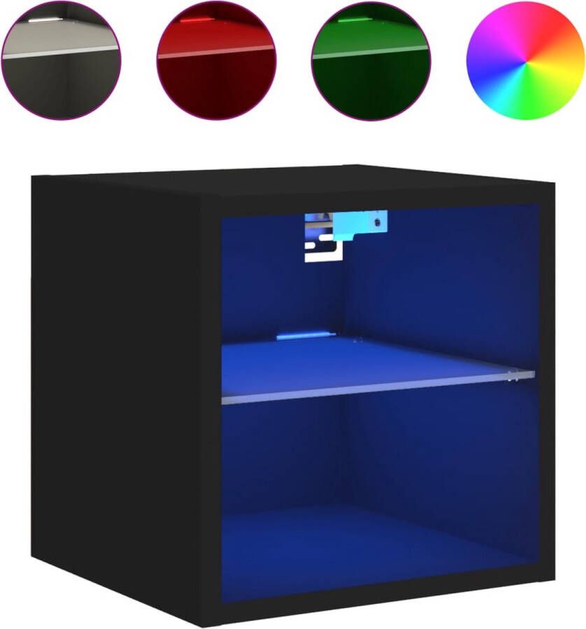 VidaXL -Tv-wandmeubel-met-LED-verlichting-30x28 5x30-cm-zwart - Foto 4