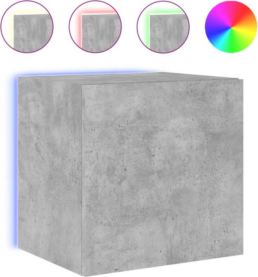 VidaXL -Tv-wandmeubel-met-LED-verlichting-40 5x35x40-cm-betongrijs - Foto 4