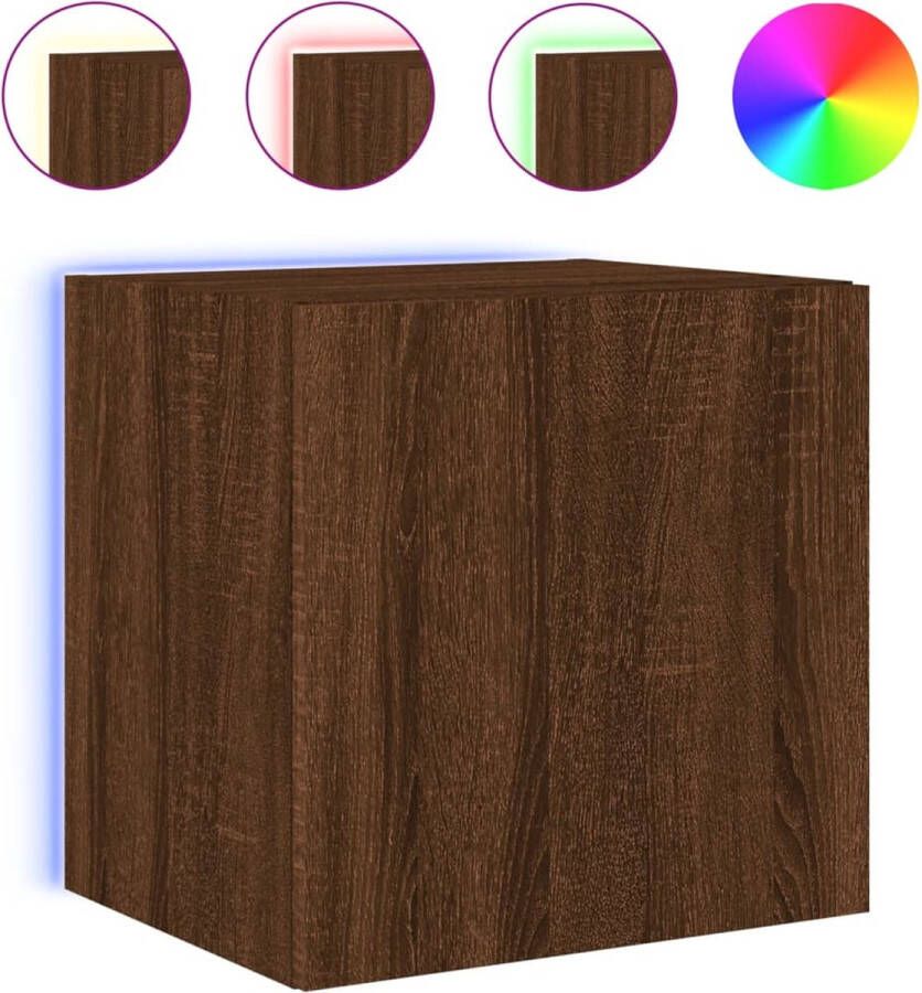 VidaXL Tv-wandmeubel met LED bruineiken 40 5x35x40 cm Tv-meubel Wandmontage Houten Tv-meubel Bruin Tv-meubel Led Tv-meubel