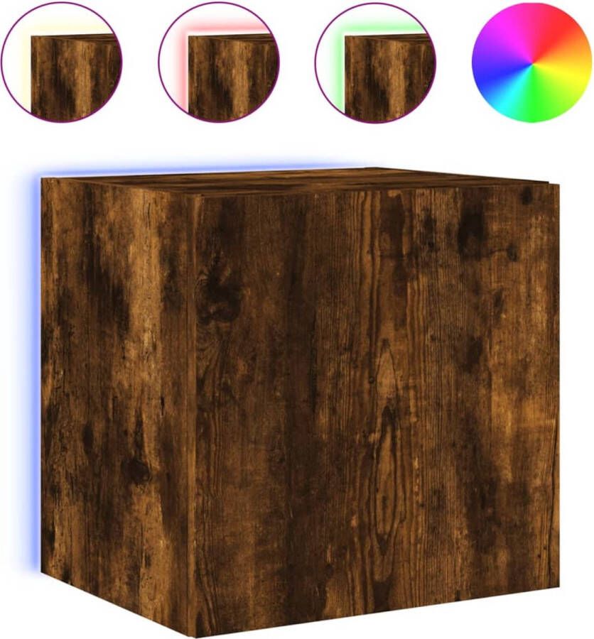 VidaXL -Tv-wandmeubel-met-LED-verlichting-40 5x35x40-cm-gerookt-eiken - Foto 4