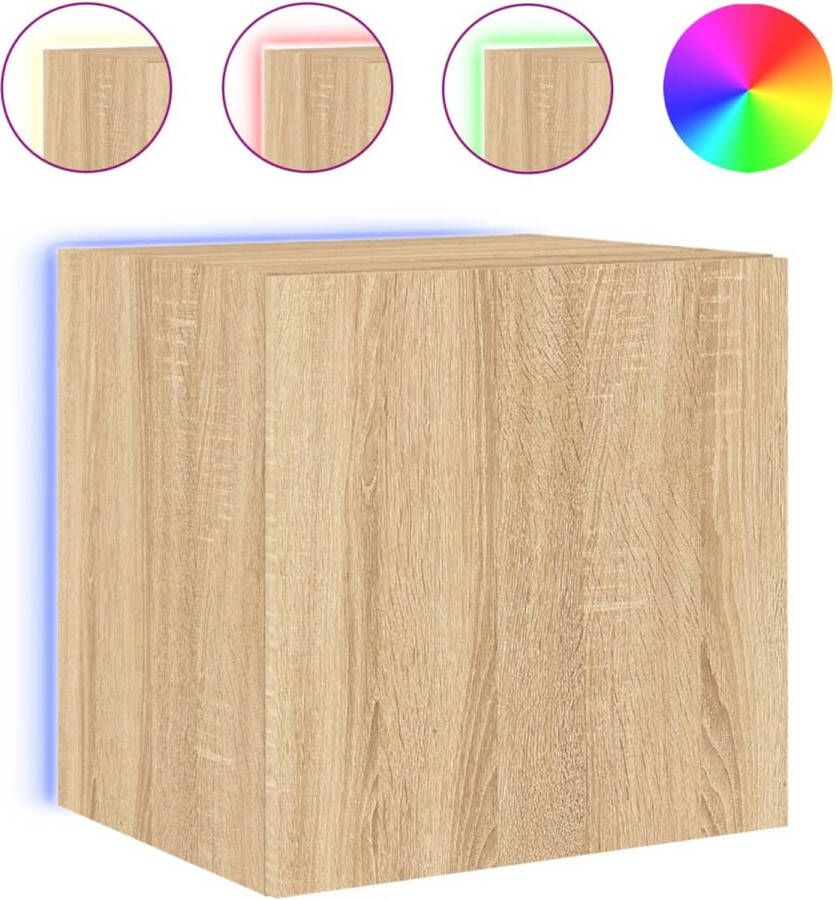 VidaXL Tv-meubel LED-verlichting 40x35x40 cm Eiken Tv-wandmeubel Zwevend Tv-meubel Mediabox Salontafel Bergruimte - Foto 2