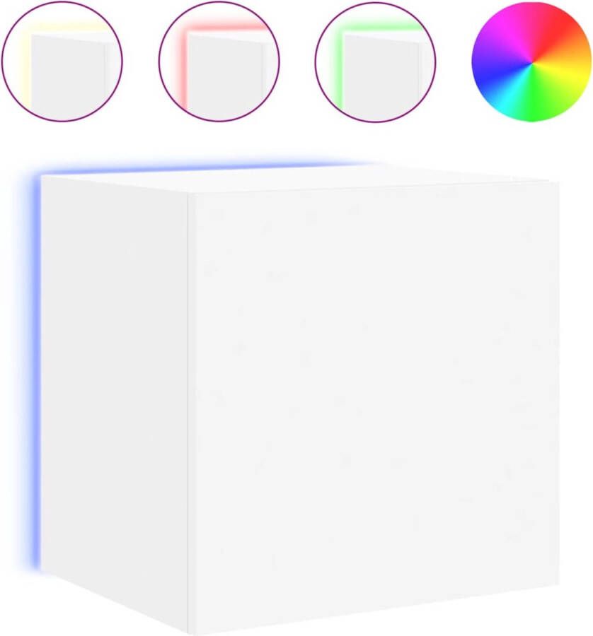 VidaXL Tv-meubel LED Verlichting 40 5x35x40 cm Wit Tv-wandmeubel Zwevend Tv-meubel Led Tv-meubel Mediabox Opbergkasten