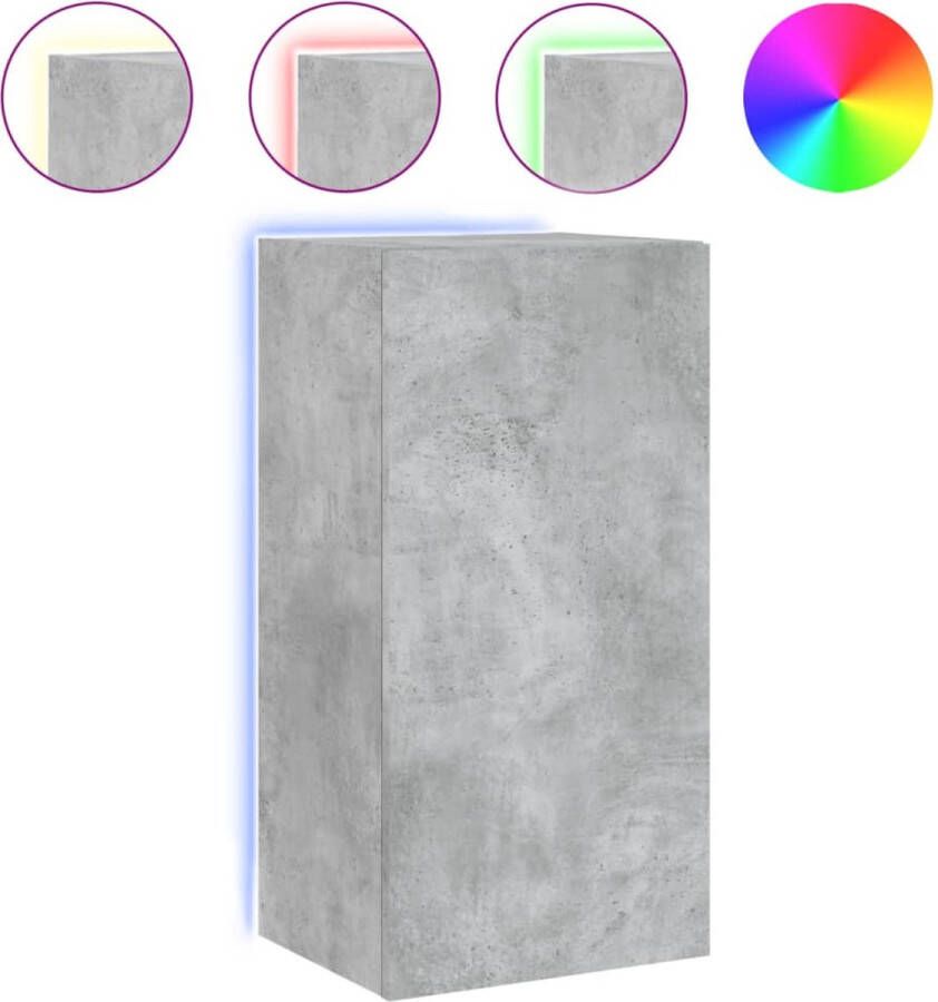 VidaXL -Tv-wandmeubel-met-LED-verlichting-40 5x35x80-cm-betongrijs - Foto 4