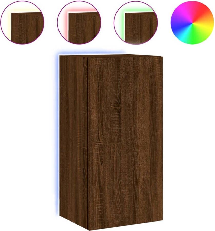 VidaXL -Tv-wandmeubel-met-LED-verlichting-40 5x35x80-cm-bruineikenkleur - Foto 3