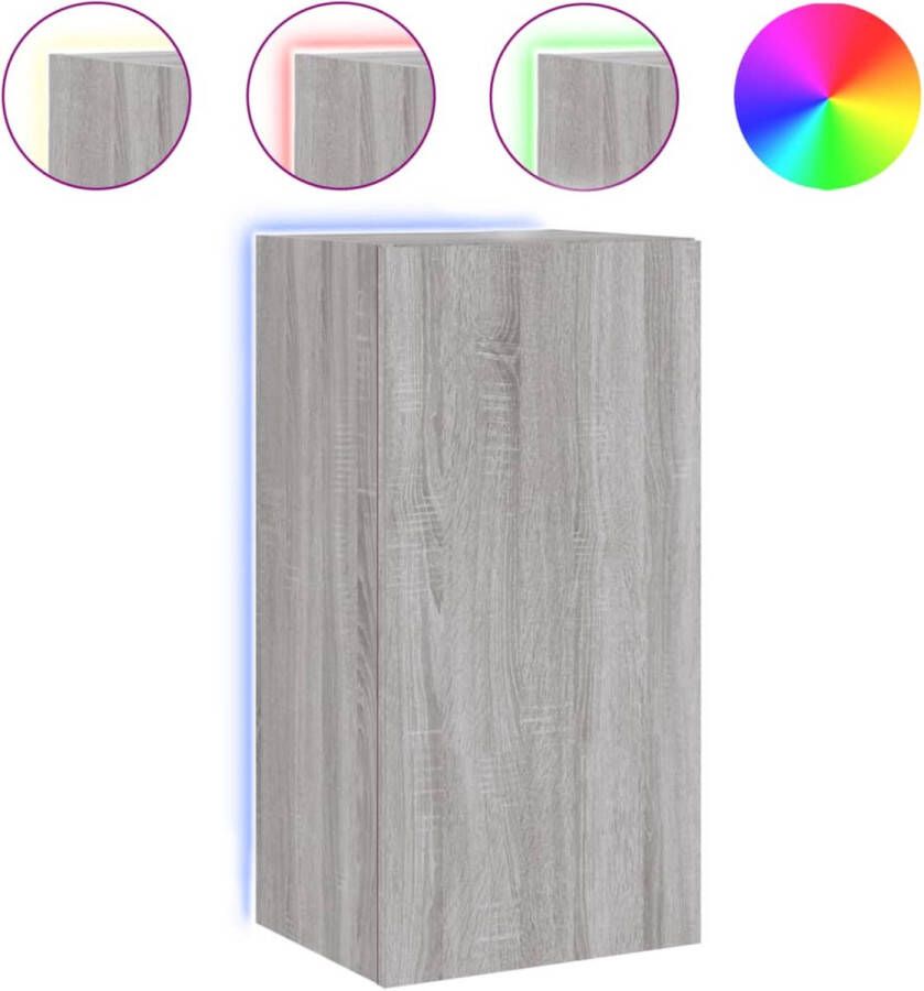 VidaXL -Tv-wandmeubel-met-LED-verlichting-40 5x35x80-cm-grijs-sonoma - Foto 4
