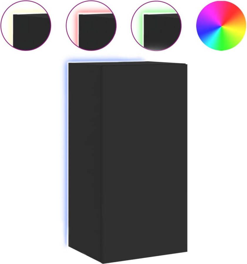 VidaXL -Tv-wandmeubel-met-LED-verlichting-40 5x35x80-cm-zwart - Foto 4