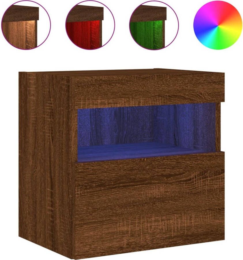 VidaXL -Tv-wandmeubel-met-LED-verlichting-40x30x40-cm-bruineikenkleurig - Foto 4