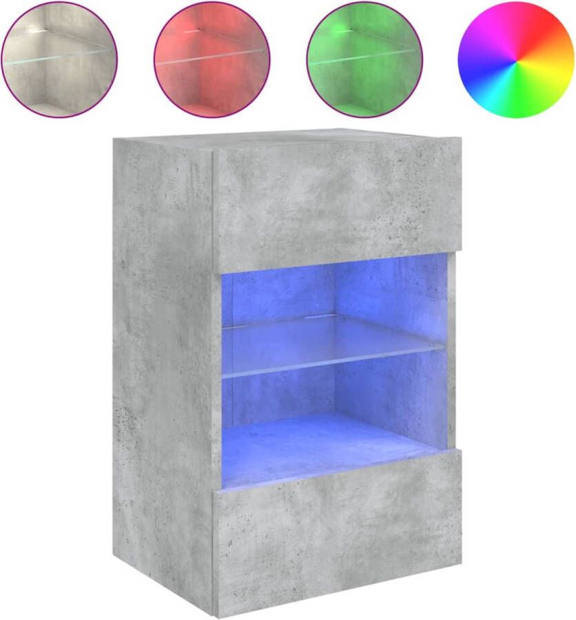 VidaXL -Tv-wandmeubel-met-LED-verlichting-40x30x60 5-cm-betongrijs - Foto 4