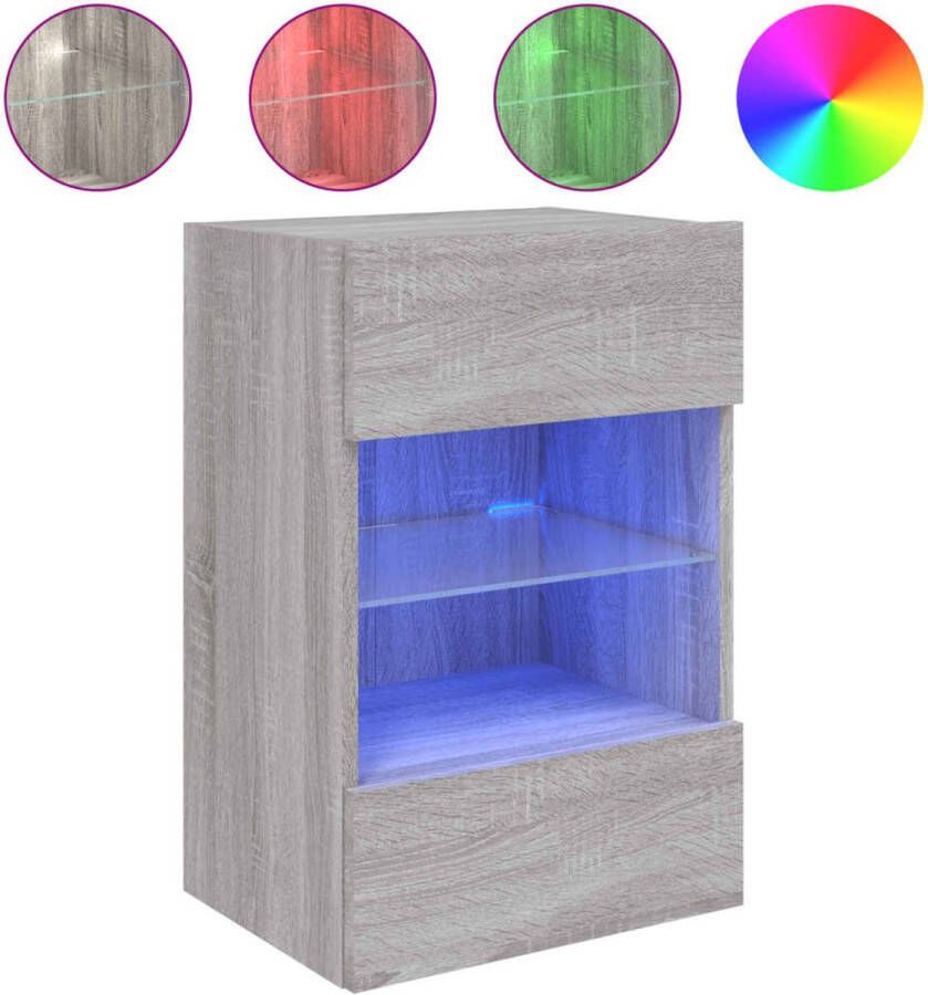 VidaXL -Tv-wandmeubel-met-LED-verlichting-40x30x60 5-cm-grijs-sonoma - Foto 4