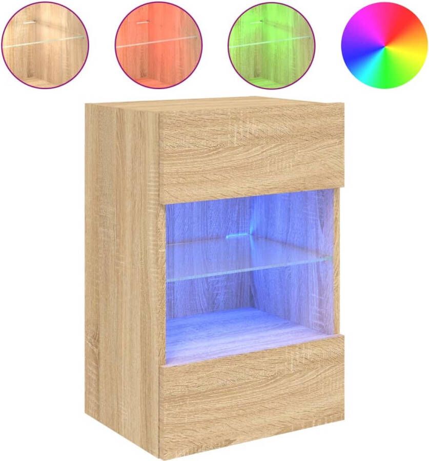 VidaXL -Tv-wandmeubel-met-LED-verlichting-40x30x60 5-cm-sonoma-eiken - Foto 4