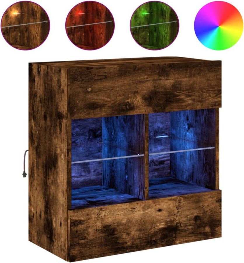 VidaXL Tv-wandmeubel Gerookt Eiken LED-verlichting Tv-wandmeubel Tv-wandmeubelen Wandkast Tv-meubel