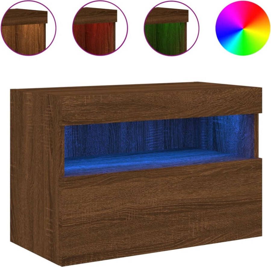 VidaXL -Tv-wandmeubel-met-LED-verlichting-60x30x40-cm-bruineikenkleurig - Foto 4