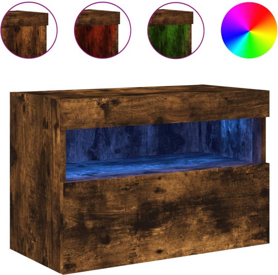 VidaXL -Tv-wandmeubel-met-LED-verlichting-60x30x40-cm-gerookt-eiken - Foto 4