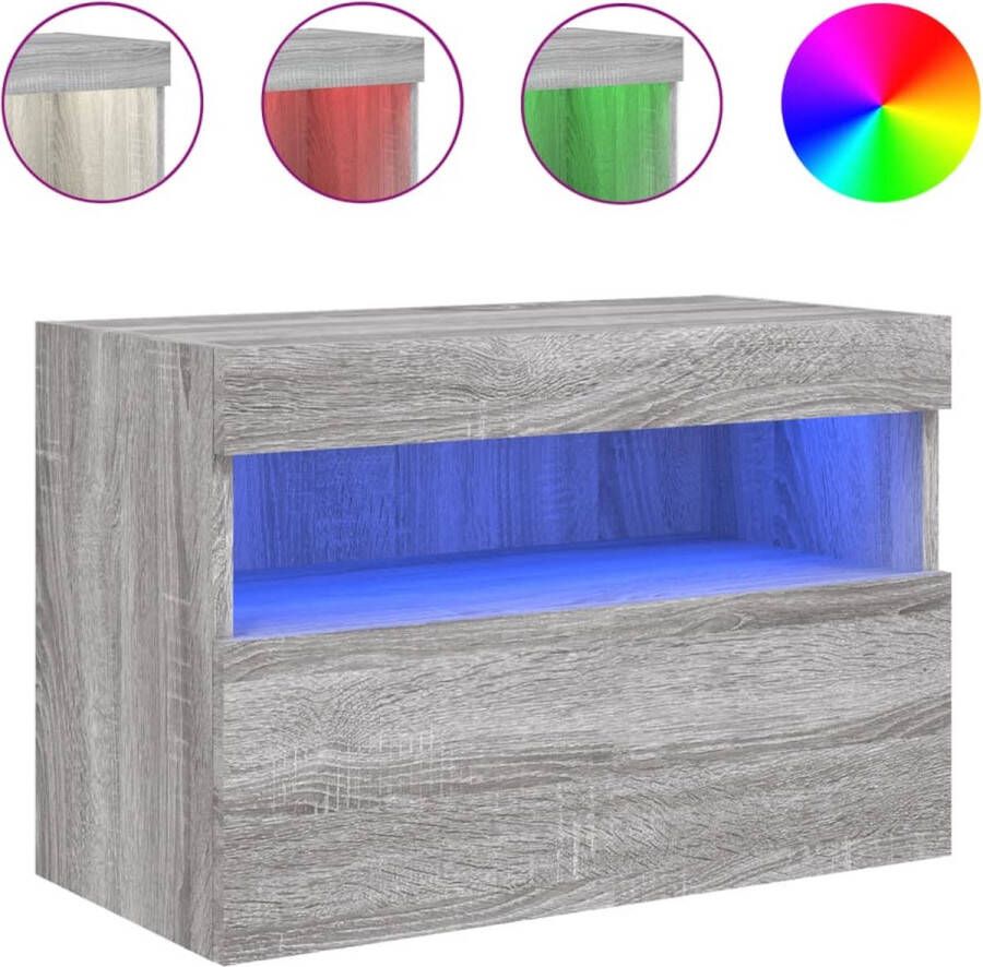 VidaXL -Tv-wandmeubel-met-LED-verlichting-60x30x40-cm-grijs-sonoma - Foto 4