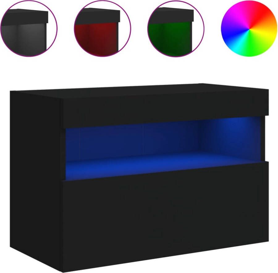 VidaXL -Tv-wandmeubel-met-LED-verlichting-60x30x40-cm-zwart - Foto 4