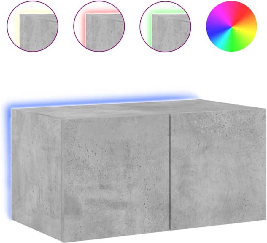 VidaXL -Tv-wandmeubel-met-LED-verlichting-60x35x31-cm-betongrijs - Foto 4