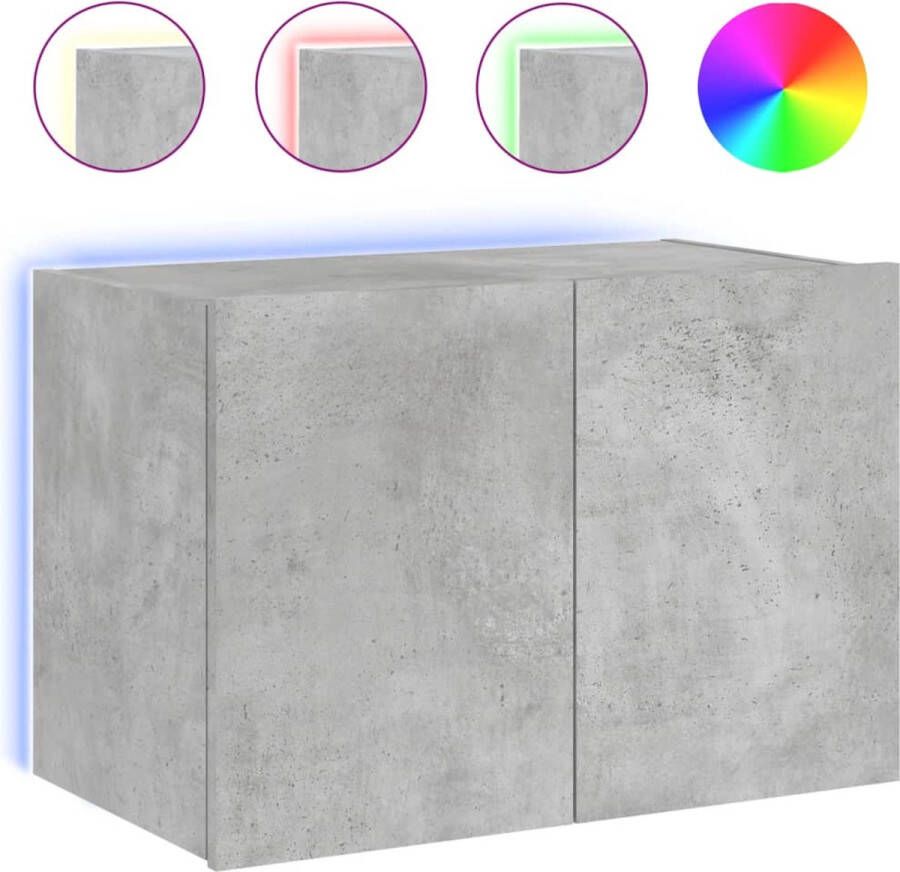 VidaXL Tv-meubel met LED-verlichting 60x35x41 cm Grijs Tv-wandmeubel Zwevend Tv-meubel Led Tv-meubel Bergruimte Tv Meubilair