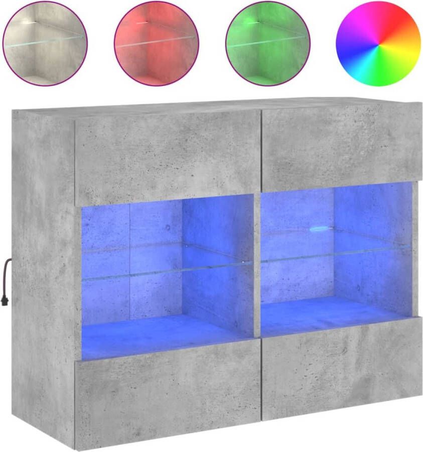 VidaXL Tv-meubel met LED-verlichting Betongrijs Tv-wandmeubel Media-opstelling Led-verlichting Grijze Tv-standaard Houten Tv-kast