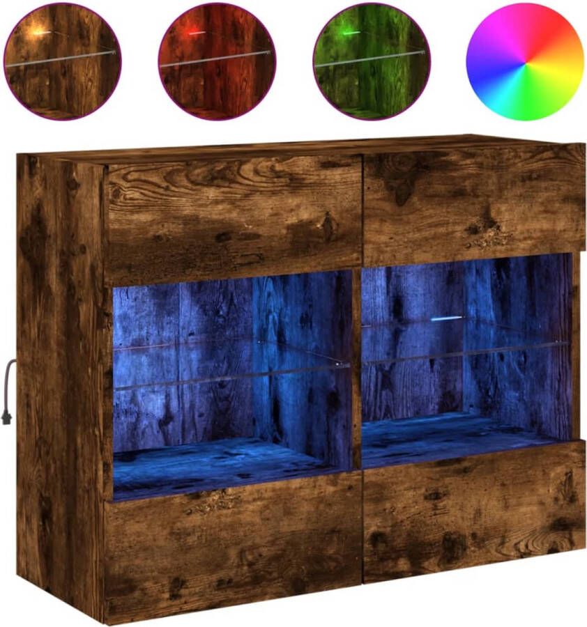 VidaXL -Tv-wandmeubel-met-LED-verlichting-78 5x30x60 5-cm-gerookt-eiken - Foto 4