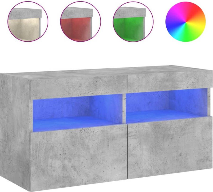 VidaXL -Tv-wandmeubel-met-LED-verlichting-80x30x40-cm-betongrijs - Foto 4