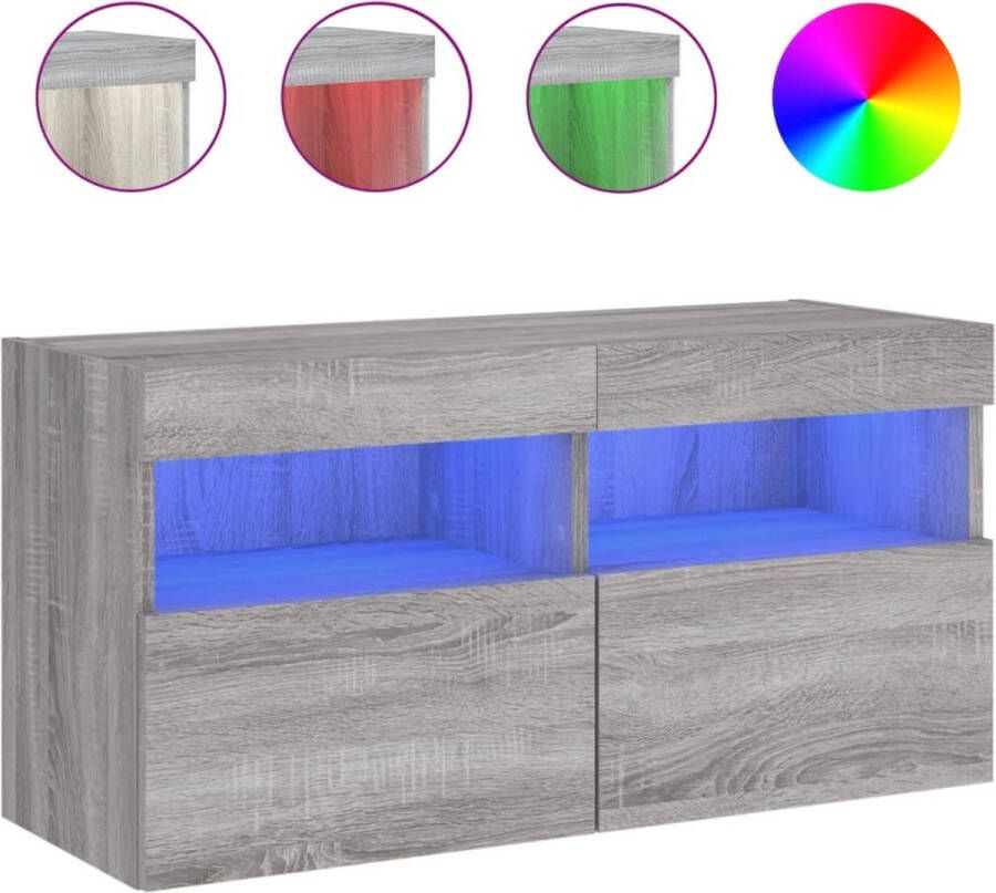 VidaXL -Tv-wandmeubel-met-LED-verlichting-80x30x40-cm-grijs-sonoma - Foto 4