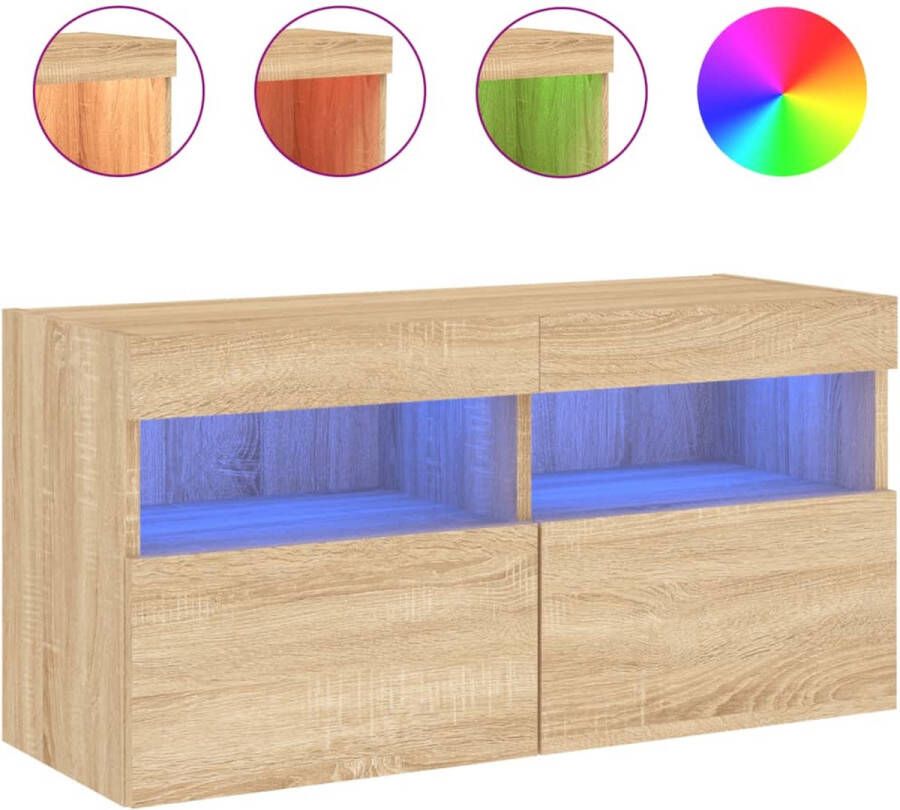 VidaXL -Tv-wandmeubel-met-LED-verlichting-80x30x40-cm-sonoma-eikenkleur - Foto 4
