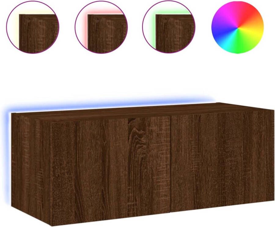 VidaXL -Tv-wandmeubel-met-LED-verlichting-80x35x31-cm-bruineikenkleurig - Foto 4