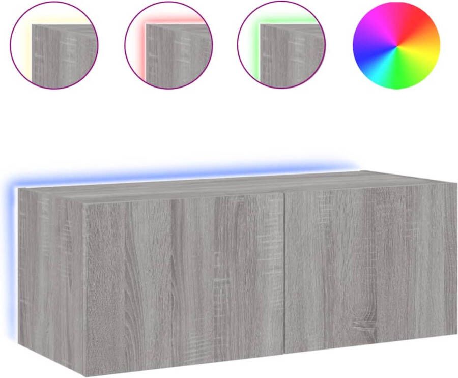 VidaXL -Tv-wandmeubel-met-LED-verlichting-80x35x31-cm-grijs-sonoma - Foto 4