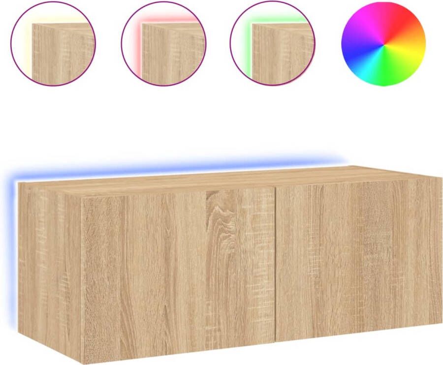VidaXL -Tv-wandmeubel-met-LED-verlichting-80x35x31-cm-sonoma-eikenkleur - Foto 5