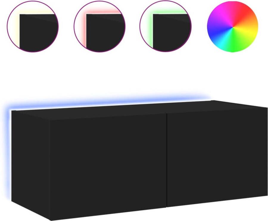 VidaXL -Tv-wandmeubel-met-LED-verlichting-80x35x31-cm-zwart - Foto 4