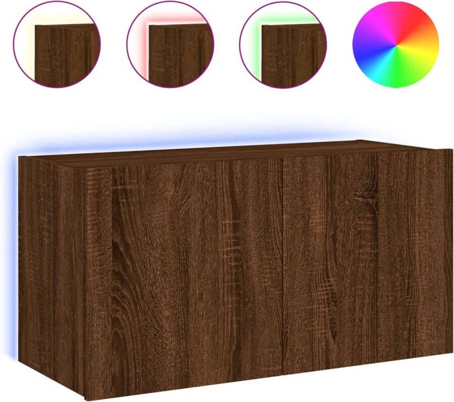 VidaXL -Tv-wandmeubel-met-LED-verlichting-80x35x41-cm-bruineikenkleurig - Foto 4