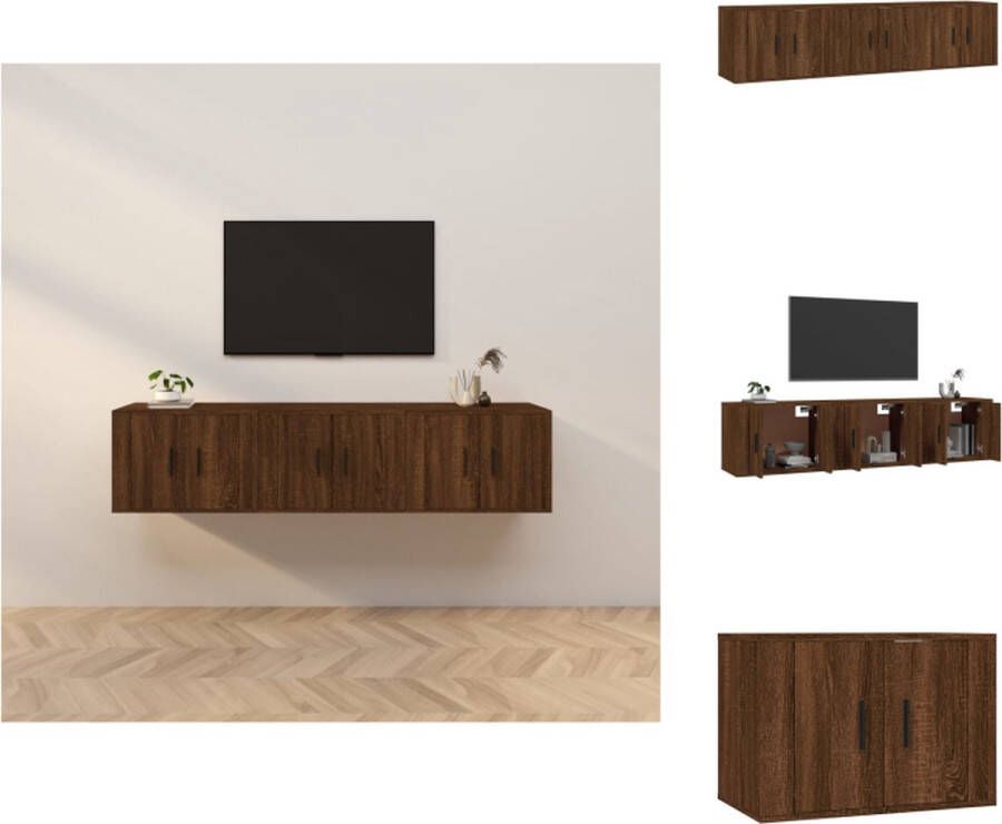 VidaXL Tv-kast Tv-kasten Tv-wandmeubel Televisiekast Tv-wandmeubels 3 st 57x34-5x40 cm bruineikenkleurig - Foto 2