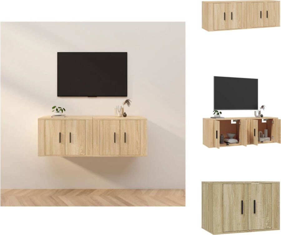 VidaXL Tv-kast Tv-kasten Tv-wandmeubel Televisiekast Tv-wandmeubels 2 st 57x34 5x40 cm sonoma eikenkleurig