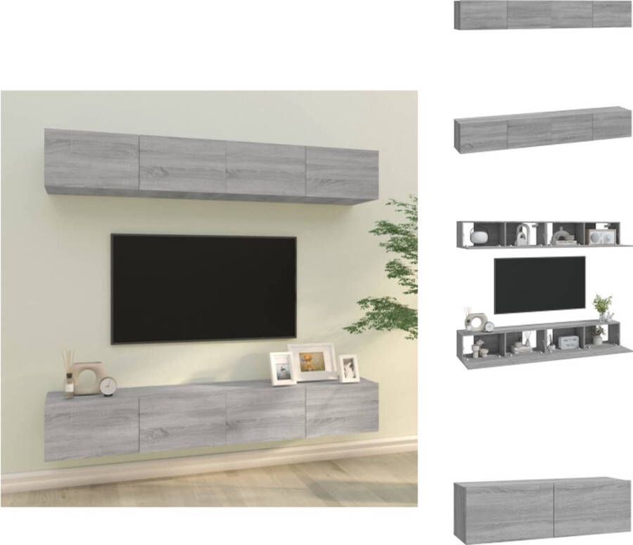 VidaXL Tv-kast Tv-kasten Tv-meubel Met LED-verlichting Tv-wandmeubels 4 st 100x30x30 cm grijs sonoma eikenkleurig