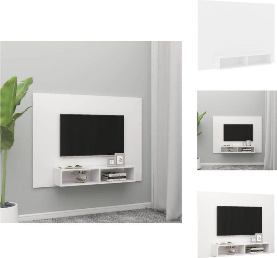 VidaXL Tv-wandmeubel Spaanplaat 135 x 23.5 x 90 cm Wit Kast