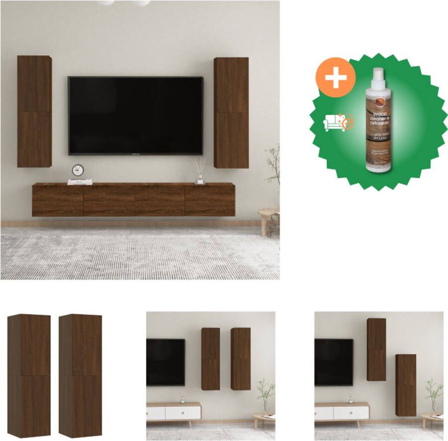 VidaXL TV-wandmeubel Televisiewandmeubelen Bruineiken 30.5x30x110cm Duurzaam hout Kast Inclusief Houtreiniger en verfrisser
