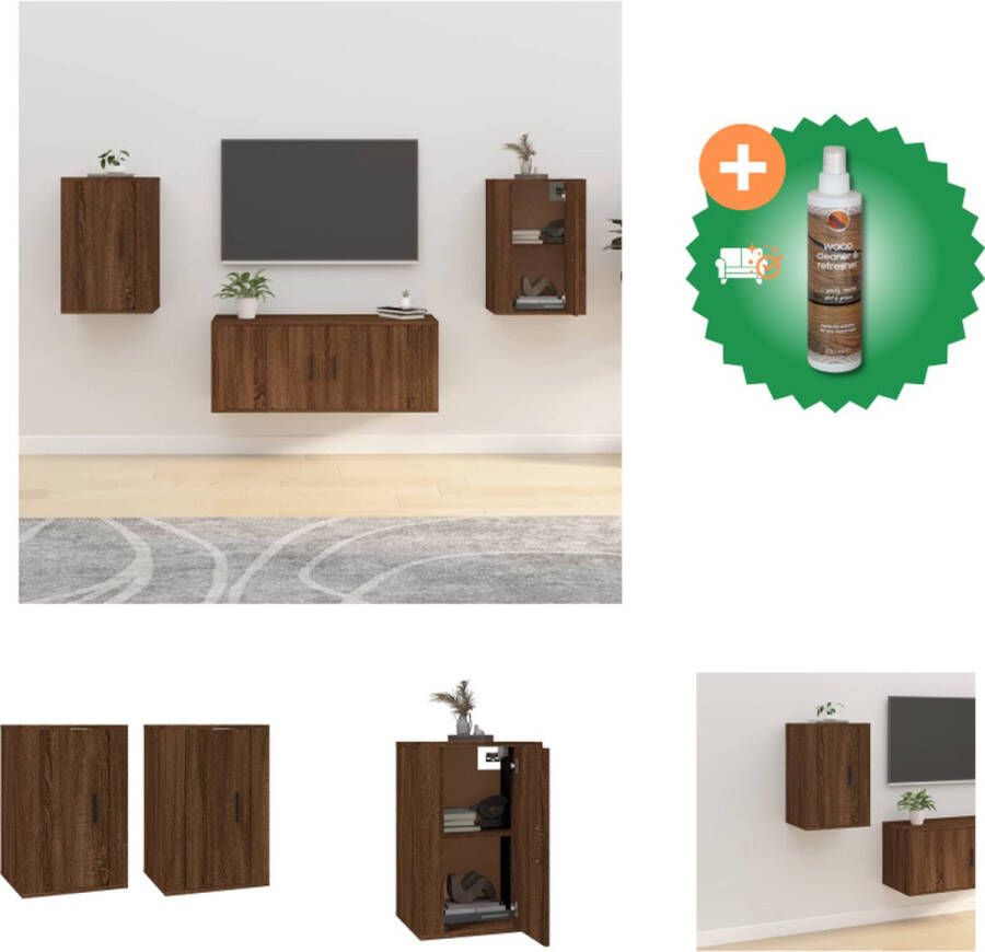 VidaXL Tv-wandmeubels 2 st 40x34-5x60 cm bruineikenkleurig Kast Inclusief Houtreiniger en verfrisser