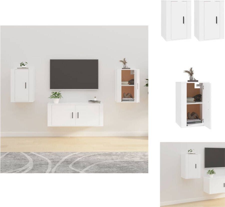 VidaXL Tv-kast Tv-kasten Televisiekast Bijzetkast Tv-wandmeubels 2 st 40x34 5x60 cm wit - Foto 2