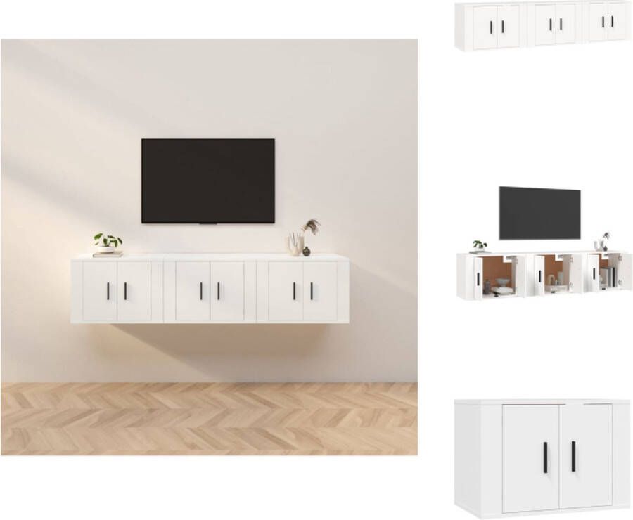 VidaXL Tv-kast Tv-kasten Tv-wandmeubel Televisiekast Tv-wandmeubels 3 st 57x34 5x40 cm wit