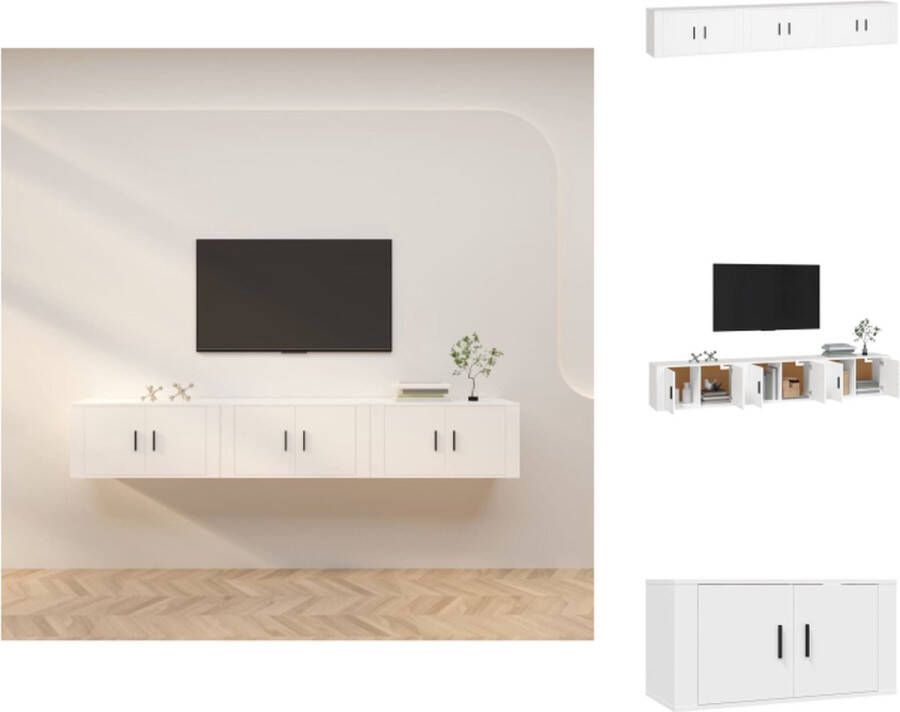 VidaXL Tv-kast Tv-kasten Tv-wandmeubel Televisiekast Tv-wandmeubels 3 st 80x34 5x40 cm wit