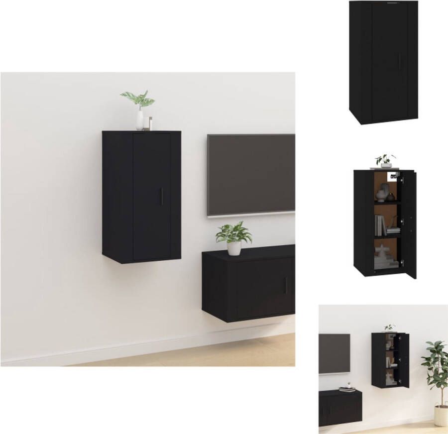 VidaXL Tv-kast Tv-kasten Televisiekast Bijzetkast Tv-wandmeubel 40x34 5x80 cm zwart - Foto 2