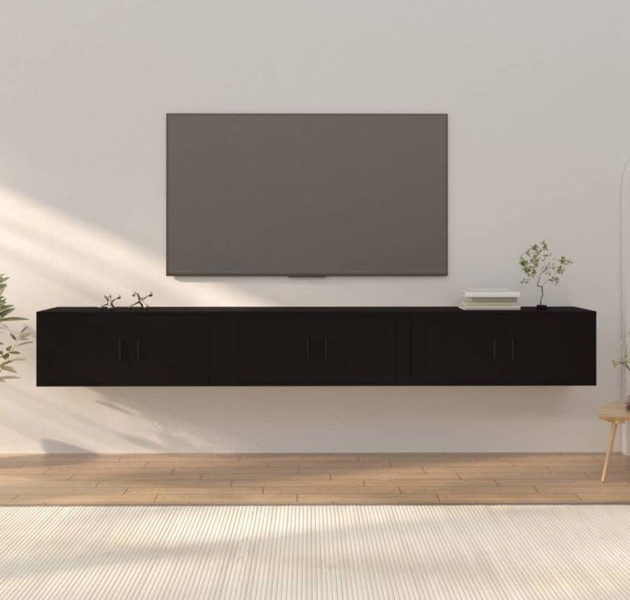 VidaXL TV-wandmeubel zwart bewerkt hout 100 x 34.5 x 40 cm strak en klassiek design Kast