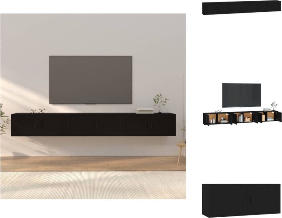 vidaXL TV-wandmeubel zwart bewerkt hout 100 x 34.5 x 40 cm strak en klassiek design Kast